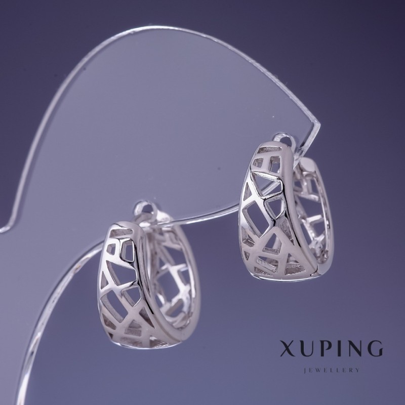 Sale! Xuping 16x8 mm Rhodium Earrings