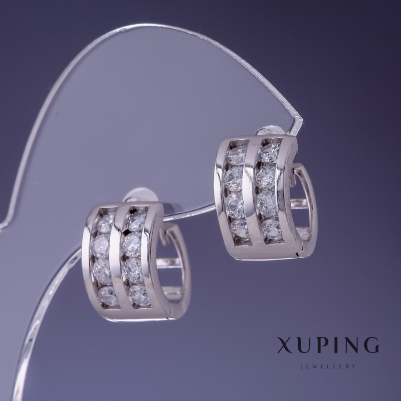 Discount! Xuping 9x14mm rhodium earrings