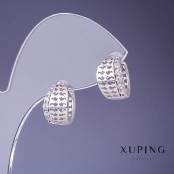 Sale! Xuping Rhodium Earrings with White Crystals 8x13 mm