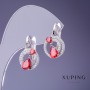 Discount! Xuping Earrings 13x21mm Rhodium with Red Stone