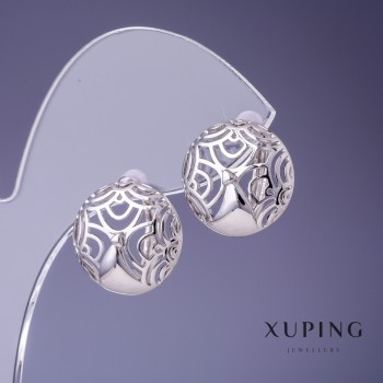 Discount! Xuping 15mm Rhodium Earrings