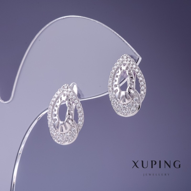 Discount! Xuping 10x17mm rhodium earrings