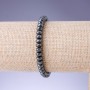 Faceted Hematite Rondelle Bracelet, 6x3 mm Diameter, on Elastic Cord, Length 18 cm