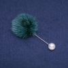 Discount! Green mink fur brooch with pin, 50mm diameter, 90mm length