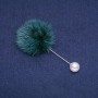 Discount! Green mink fur brooch with pin, 50mm diameter, 90mm length