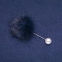 Discount! Blue mink fur brooch pin, 50mm diameter, 90mm length