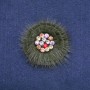 Sale! Green mink fur brooch with crystals, 60 mm diameter