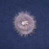 Discount! Gray mink fur brooch with a flower, 50 mm diameter