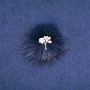 Discount! Blue mink fur brooch with a flower, 50 mm diameter