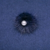 Discount! Purple mink fur brooch with bead, 50 mm diameter