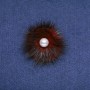 Sale! Burgundy mink fur brooch with bead, 50 mm diameter