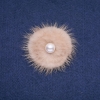 Discount! Mink fur brooch with bead detailing, 50 mm diameter