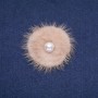 Discount! Mink fur brooch with bead detailing, 50 mm diameter