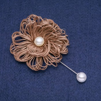 Bronze Chrysanthemum brooch pin, 60 mm diameter, 90 mm length