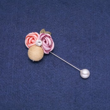 Fabric brooch pin "Boutonniere" 92x35mm