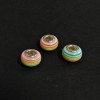 Sale! Pandora Bead mint-pink stripe, 14x8 mm, hole diameter 5 mm, packaging 10 pcs