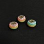 Sale! Pandora Bead mint-pink stripe, 14x8 mm, hole diameter 5 mm, packaging 10 pcs