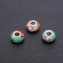 Discount! Pandora Bead 'Marble' red-green, diameter 14x9 mm, hole diameter 5 mm, packaging 4 pcs
