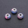 Pandora Bead 'Marble' Pink-Blue, 14×9 mm diameter, 5 mm hole, pack of 4