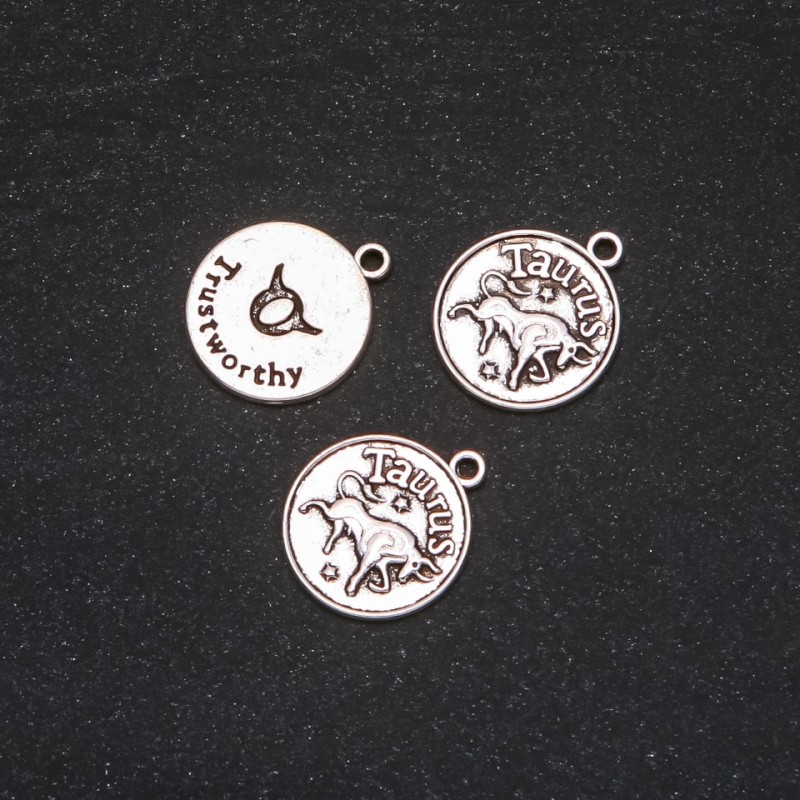 Pendant findings Zodiac Taurus, 17mm diameter, packaging 20 g ± 10 pcs