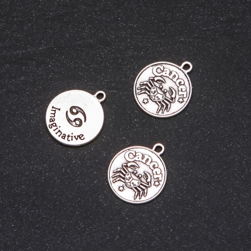 Pendant Findings Zodiac Cancer, 17mm diameter, packaging 20 g ± 11 pcs
