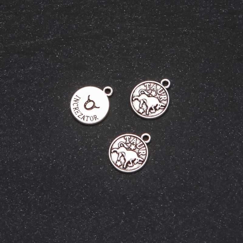 Pendant findings Zodiac Taurus, 12 mm diameter, packaging 20 g ± 19 pcs