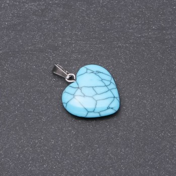 Heart Pendant Blue Turquoise (Pressed) 19x19x26 mm