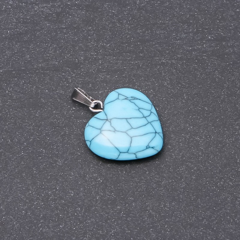 Heart Pendant Blue Turquoise (Pressed) 19x19x26 mm