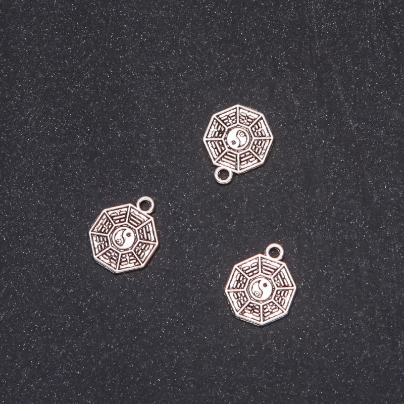 Pendant finding 'Book of Changes Yin Yang' 12x15mm packaging 20g +/- 26pcs