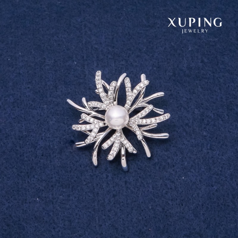 Xuping Brooch Winter Flower 40mm Rhodium