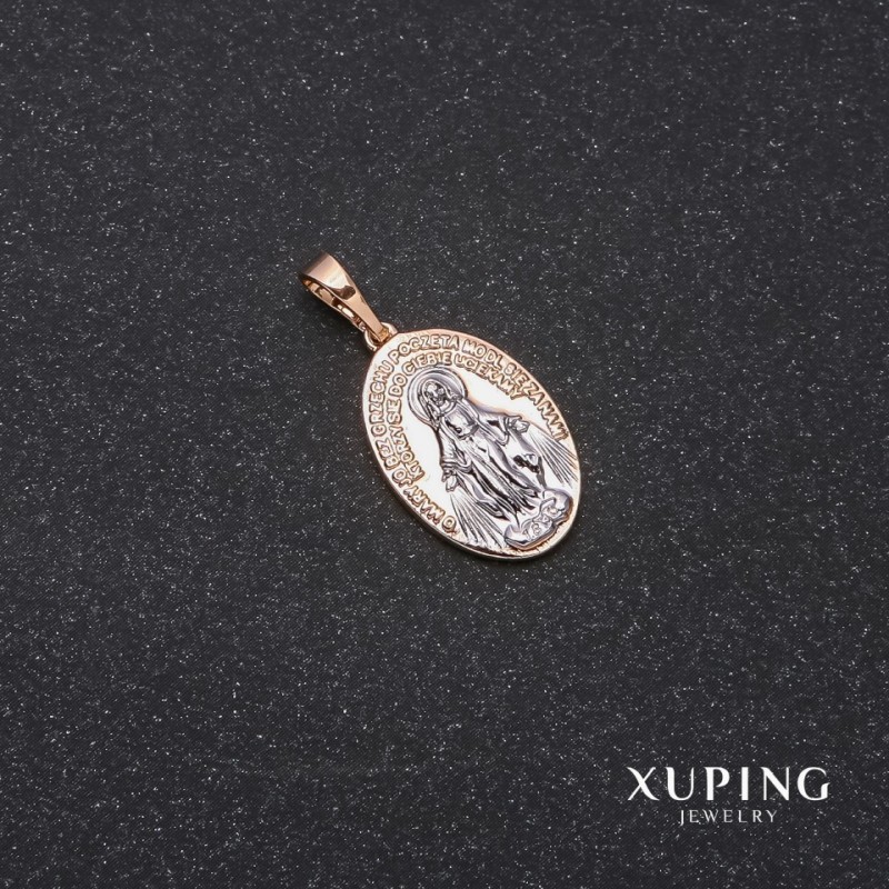 Xuping Pendant 'O Mary, conceived without sin' 12x18x25 mm Rhodium, 18k Gold Plating