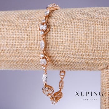 Xuping Bracelet with White Zircons, 4-9 mm Thickness, 19-22 cm Length, 18K Gold Plating
