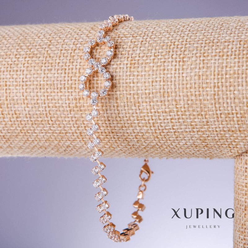 Xuping Bracelet with White Cubic Zirconia Infinity, Thickness 5–13 mm, Length 21 cm, 18K Gold Plating