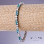Xuping Bracelet with Blue Cubic Zirconia 'Topaz', 5mm thick, 17–20 cm long, 18K rhodium plating