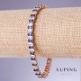 Xuping bracelet with blue cubic zirconia 'Sapphire', 7 mm thick, length 18-20 cm, 18K gold plating