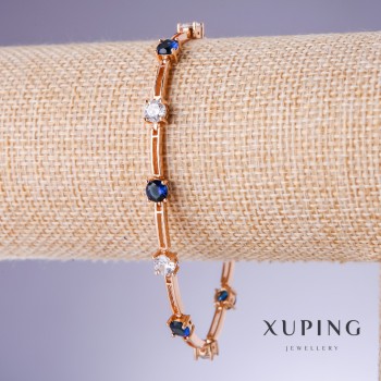 Xuping Bracelet with blue zircons 'Sapphire', 5mm thick, 18–20 cm length, 18K gold plating