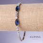 Xuping Bracelet with Blue Zircons "Sapphire", thickness 4-6mm, length 19-20cm, rhodium 18K plating
