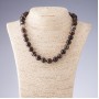 Brown-Toned Agate Beads Necklace, Smooth Round Beads, 10mm Diameter, 45cm Length