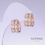 Xuping Earrings with White Cubic Zirconia, 18mm length, 9mm thickness, 18K Gold Plating