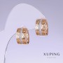 Discount! Xuping Earrings with White Crystals, 15mm Length, 8mm Thickness, 18K Gold Plating