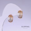 Xuping Earrings, length 15mm, thickness 6mm, rhodium and 18k gold plating