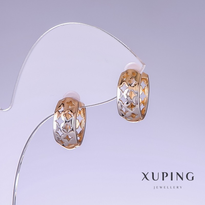 Discount! Xuping Earrings, 15mm length, 6mm thickness, rhodium, 18k gold plating
