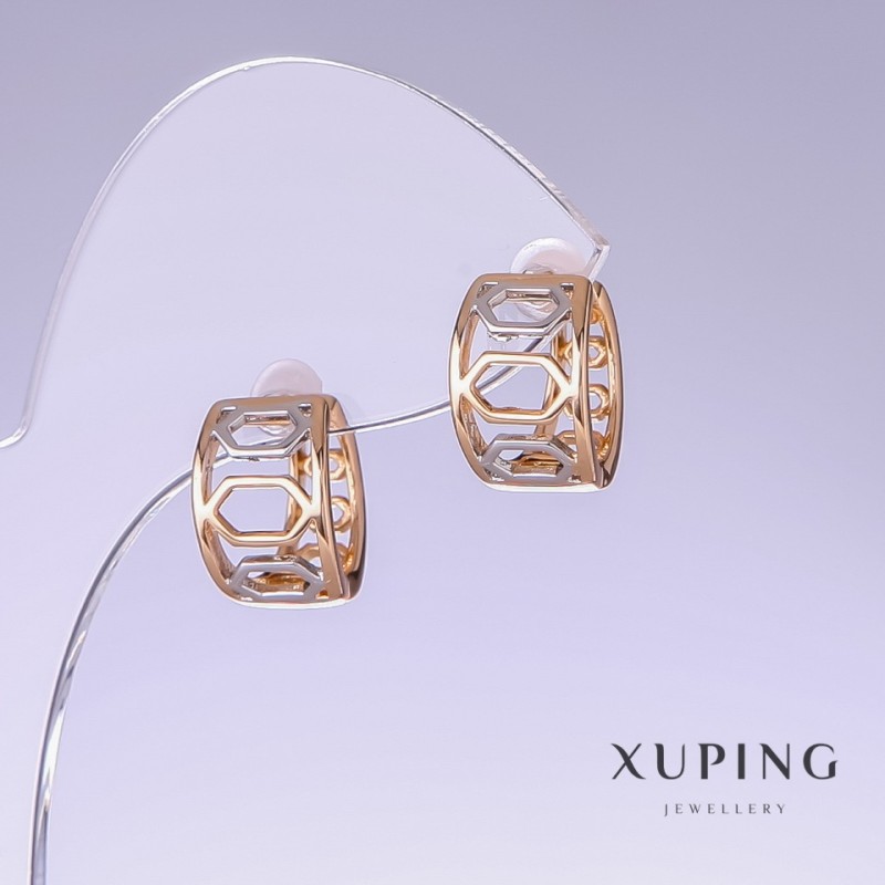Sale! Xuping Earrings, 15mm Length, 9mm Thickness, Rhodium, 18K Gold Plating