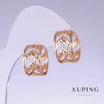 Xuping Earrings, 17mm Length, 10mm Thickness, 18K Gold Plating
