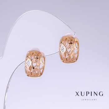 Xuping Earrings, 14mm length, 8mm thickness, 18K plating