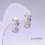 Xuping Earrings with White Cubic Zirconia, 17 mm long, 8 mm thick, Rhodium-Plated