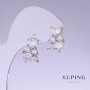 Xuping Earrings with White Cubic Zirconia, 15 mm Length, 10 mm Thickness, Rhodium-Plated
