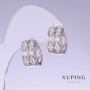 Discount! Xuping Earrings with White Cubic Zirconia, 15 mm Length, 9 mm Thickness, Rhodium