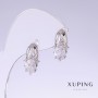 Xuping Earrings with White Zirconia, 17 mm long, 9 mm thick, Rhodium