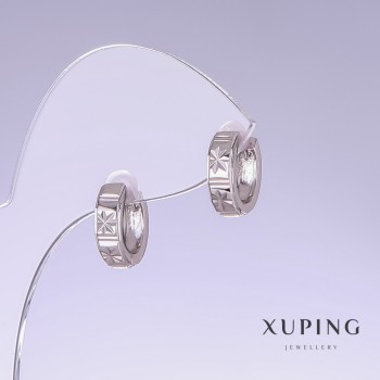 Sale! Xuping earrings, length 13mm, thickness 4mm rhodium